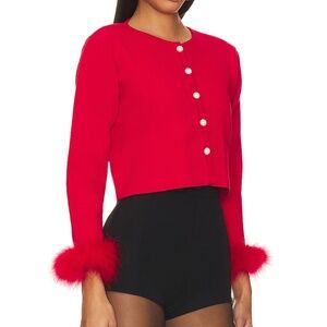 Sleeper Women Convertible Cropped Cardigan With Detachable Feathers XS/S
